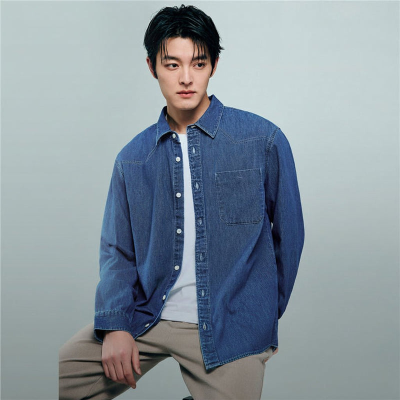 Giordano Men’s Relaxed Denim Long Sleeve Button Shirt - first_variant_option_2 Premium Shirt for Giordano