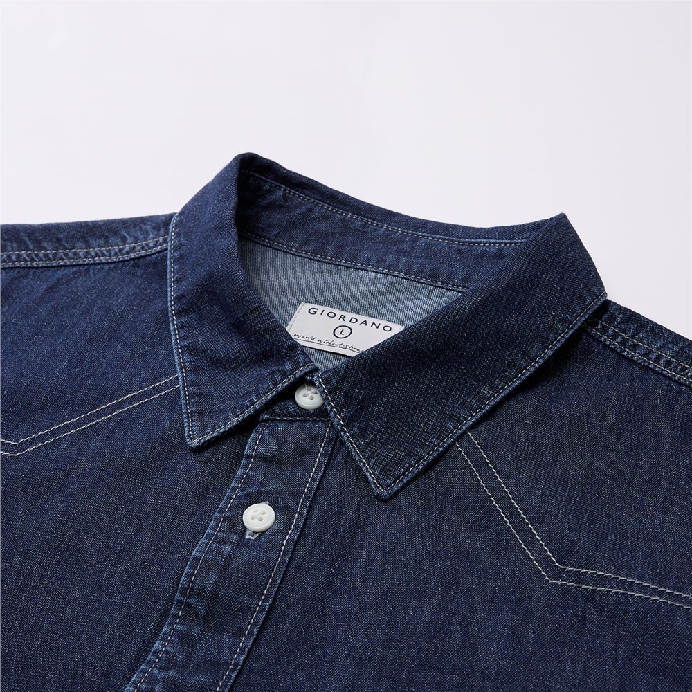 Giordano Men’s Relaxed Denim Long Sleeve Button Shirt - first_variant_option_2 Premium Shirt for Giordano