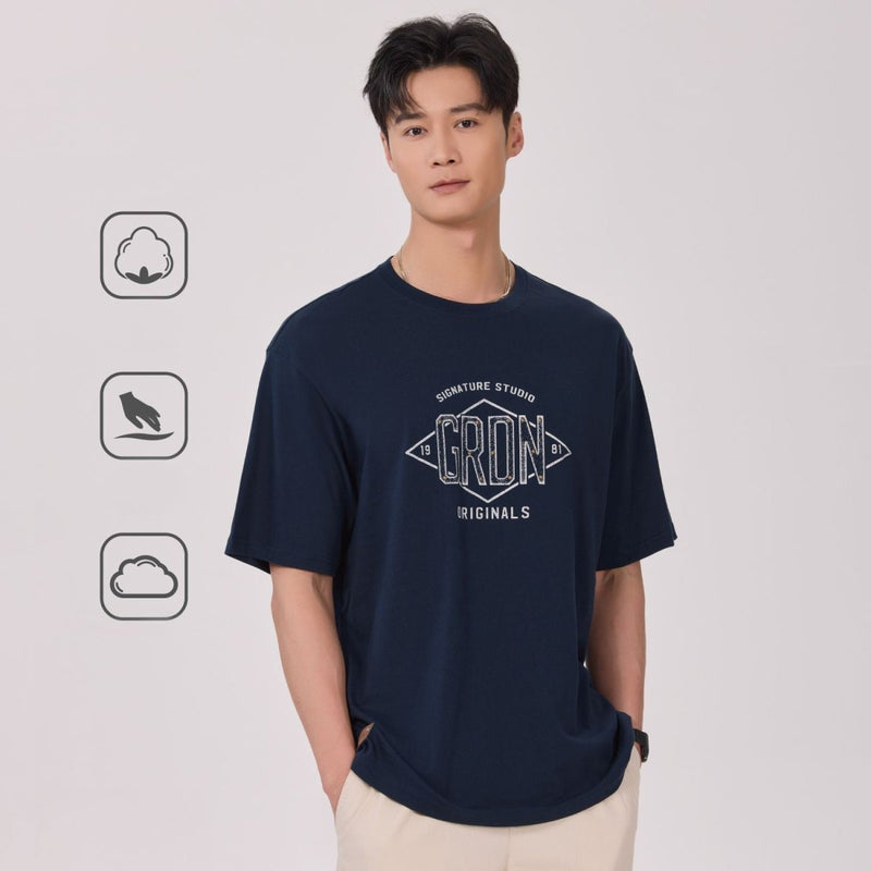 Giordano Men’s Relaxed Fit Cotton Originals Tee - first_variant_option_2 Premium Print Tee for Giordano