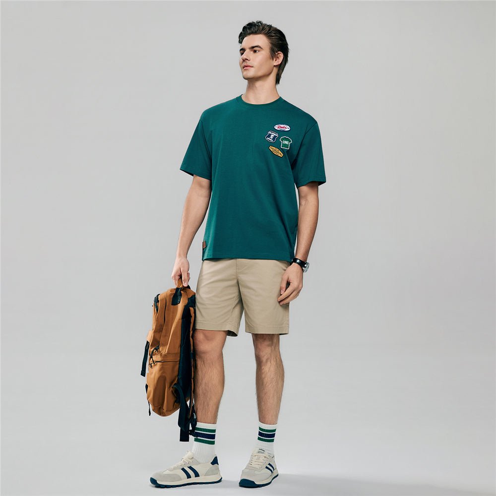 Giordano Men's Relaxed Fit Multi - Badge Graphic Tee - first_variant_option_2 Premium Print Tee for Giordano