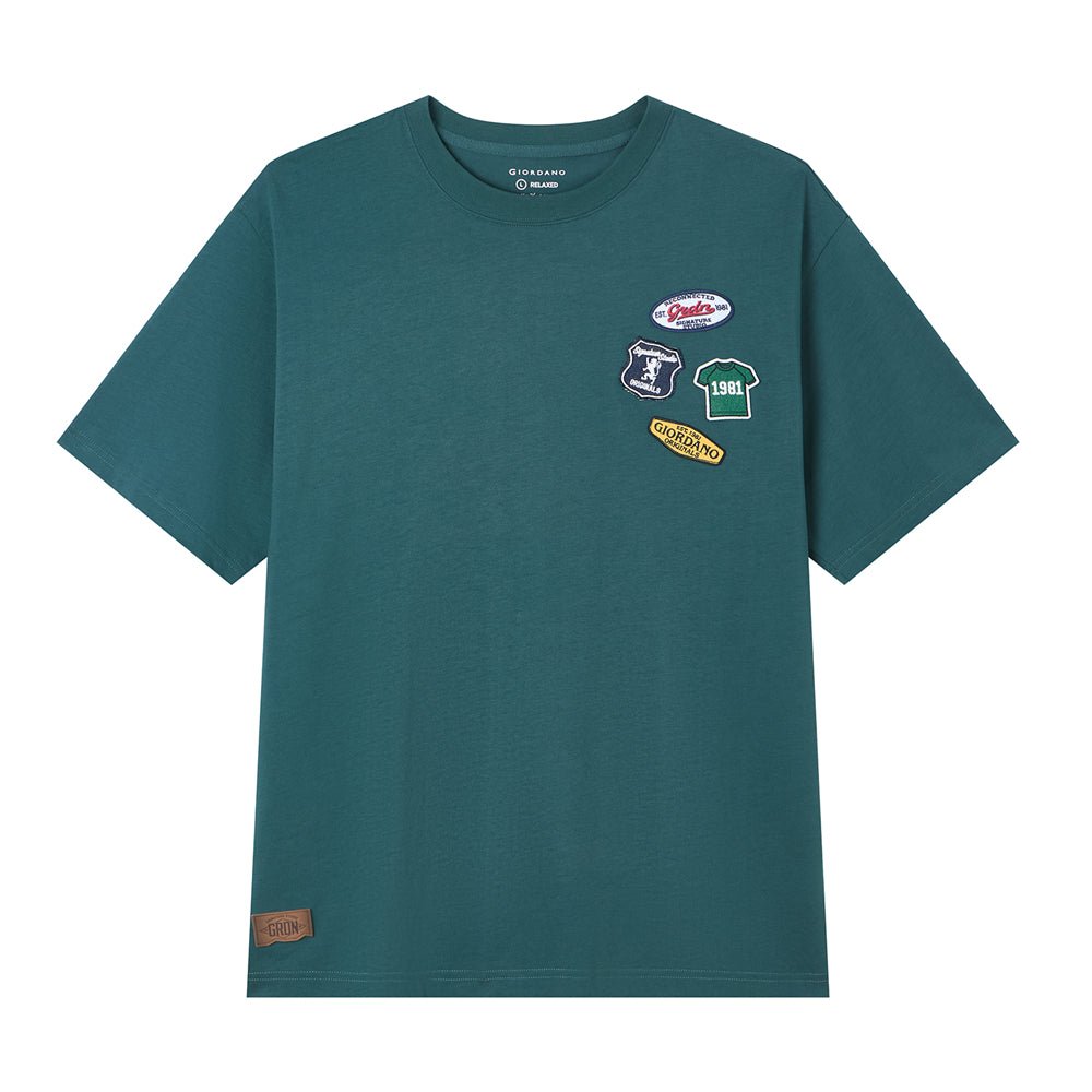 Giordano Men's Relaxed Fit Multi - Badge Graphic Tee - first_variant_option_2 Premium Print Tee for Giordano