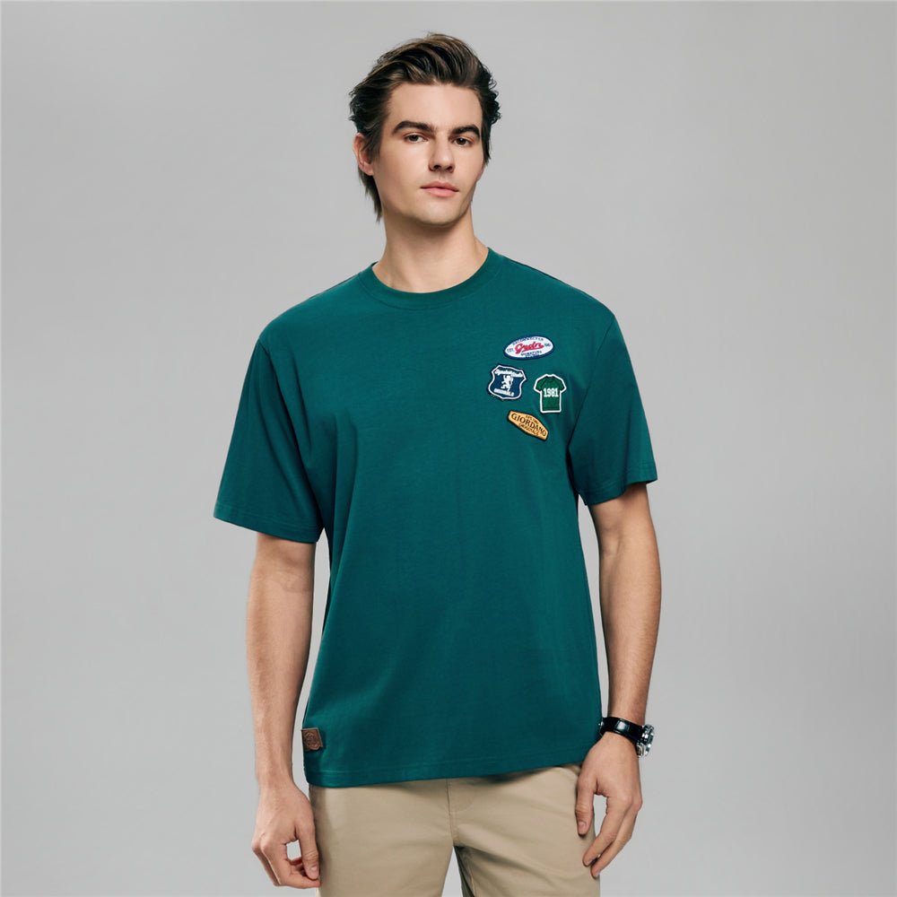Giordano Men's Relaxed Fit Multi - Badge Graphic Tee - first_variant_option_2 Premium Print Tee for Giordano