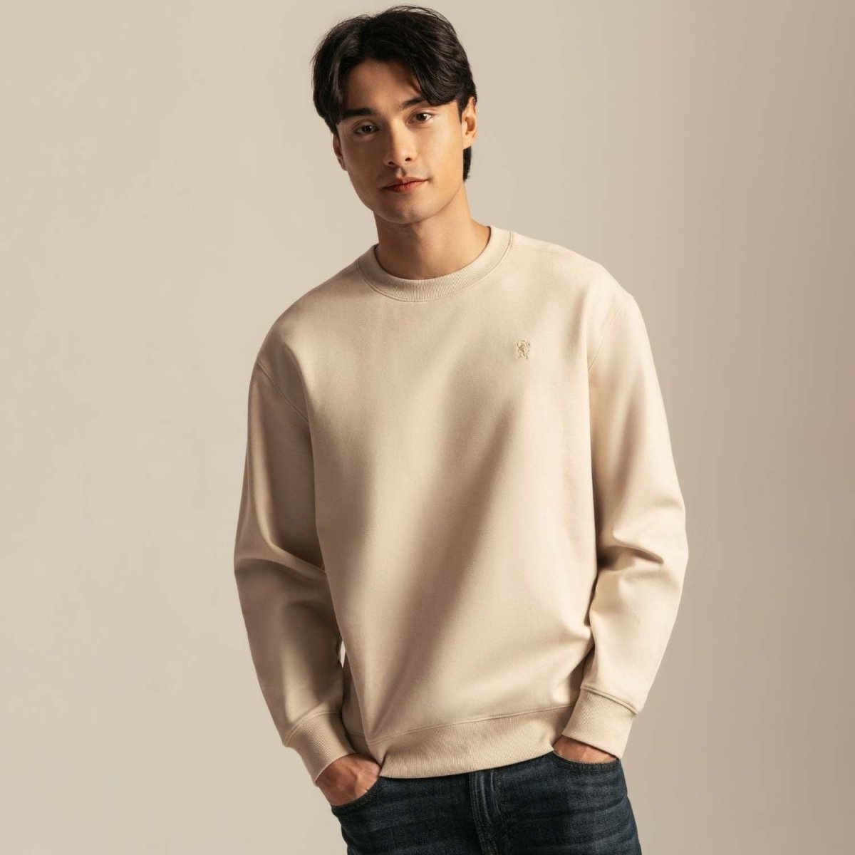 Giordano Men's Relaxed French Terry Crew Neck Embroidered Sweatshirt - first_variant_option_2 Premium Sweatshirt for Giordano