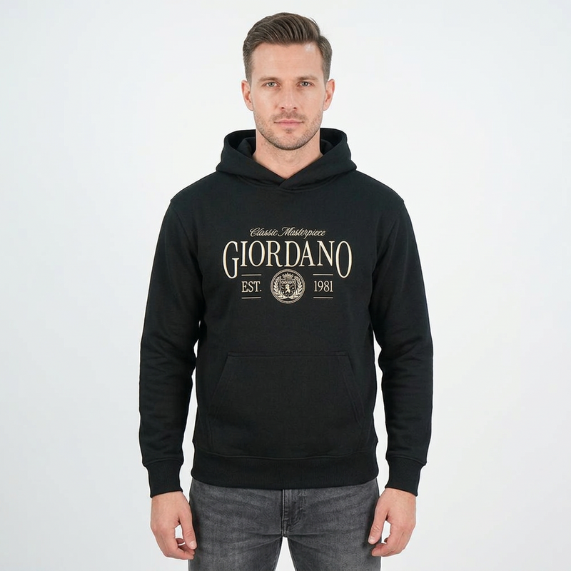 Men’s Relaxed French Terry Hoodie with Front Print
