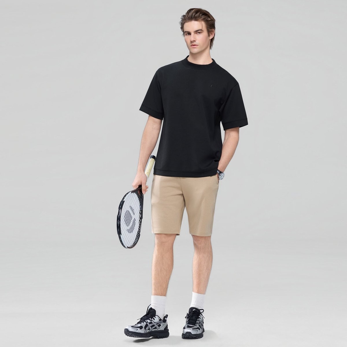 Giordano Men's Relaxed Interlock Crew Neck Tee With Embroidery - first_variant_option_2 Premium Tee for Giordano