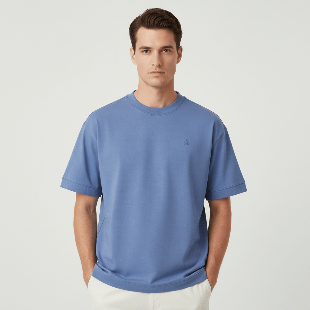 Giordano Men’s Relaxed Interlock Crew Neck Tee with Embroidery - first_variant_option_2 Premium Tee for Giordano