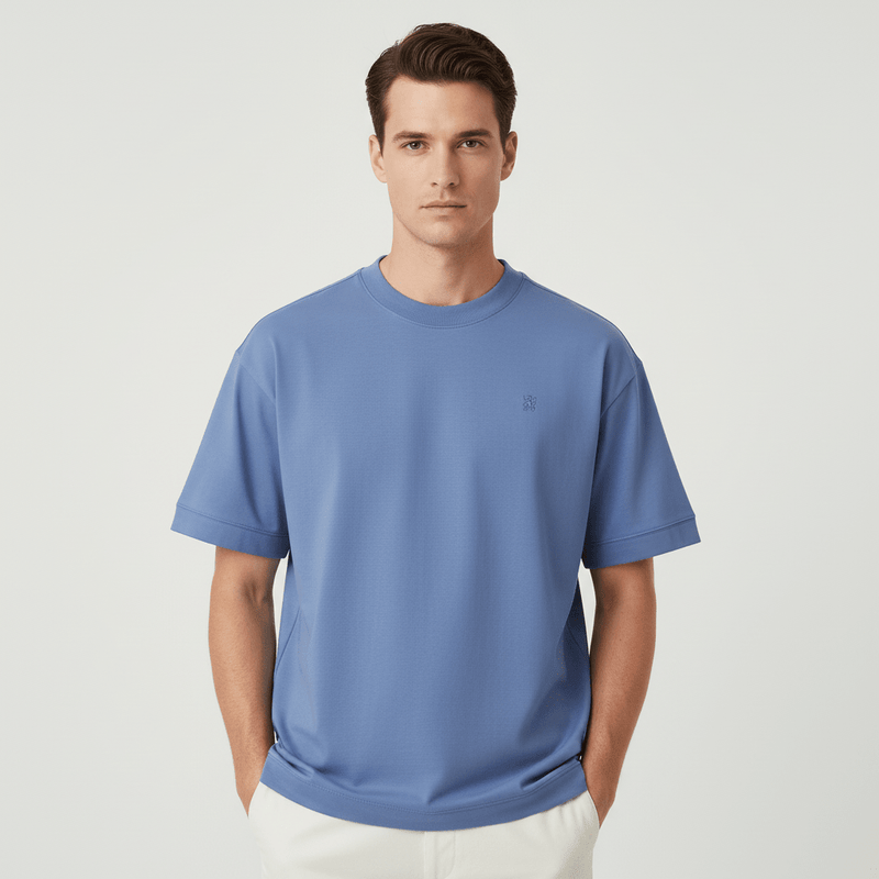 Giordano Men’s Relaxed Interlock Crew Neck Tee with Embroidery - first_variant_option_2 Premium Tee for Giordano