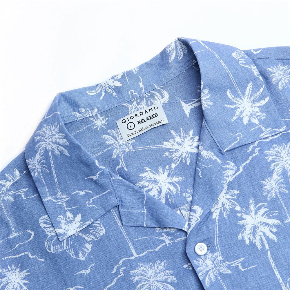 Giordano Men's Relaxed Linen Cotton Printed Shirt - first_variant_option_2 Premium Shirt for Giordano
