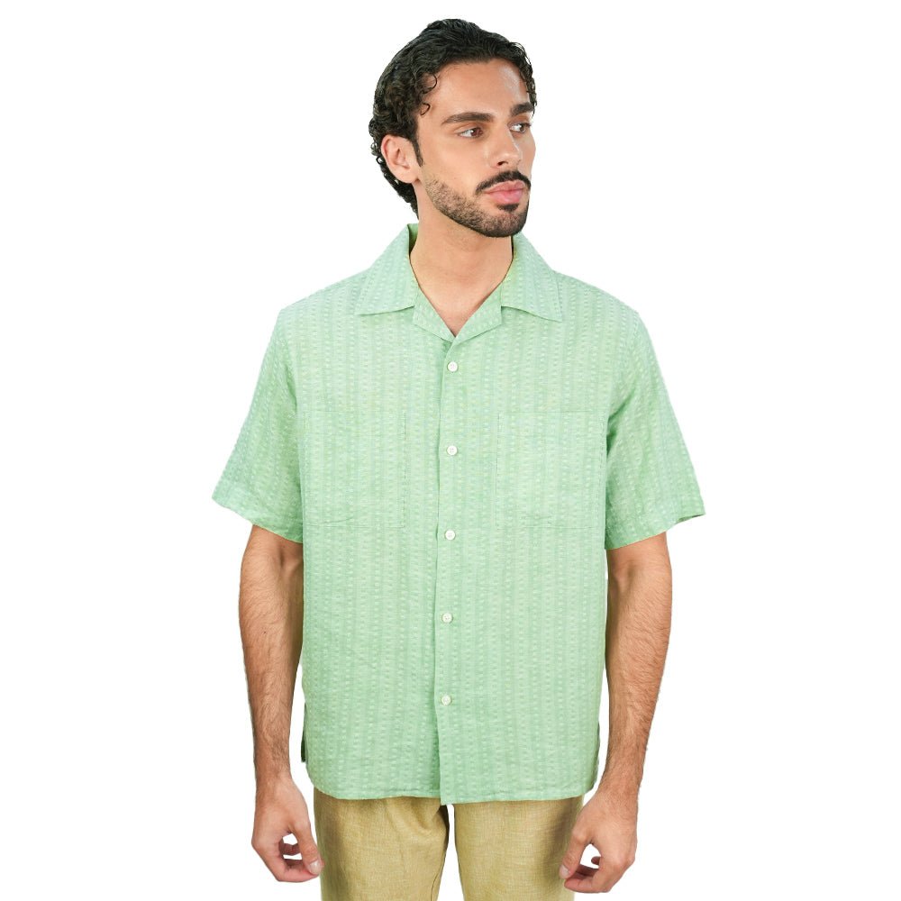 Giordano Men’s Relaxed Linen Cotton Short Sleeve Button Shirt - first_variant_option_2 Premium Shirt for Giordano