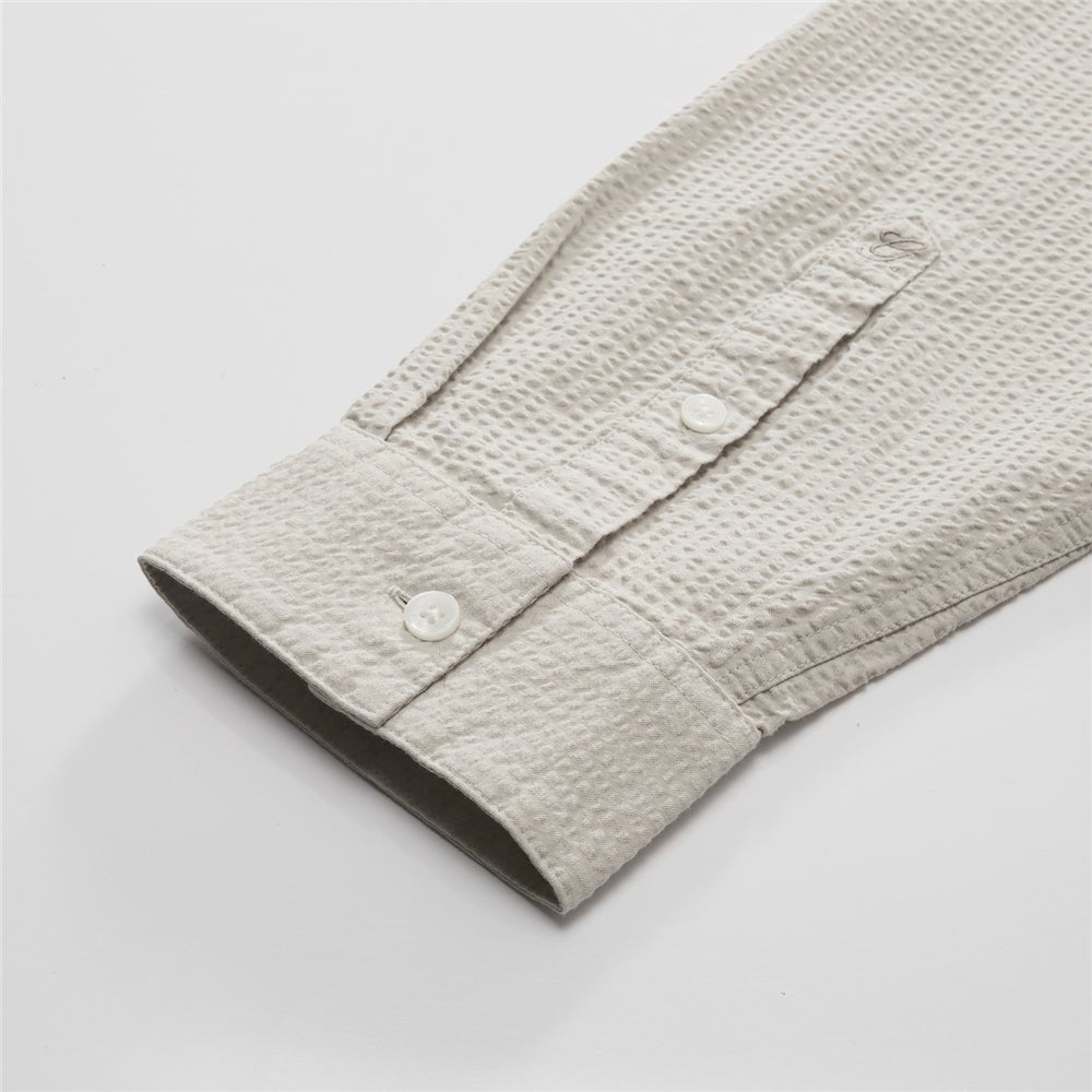 Giordano Men’s Relaxed Seersucker Long Sleeve Button Shirt - first_variant_option_2 Premium Shirt for Giordano