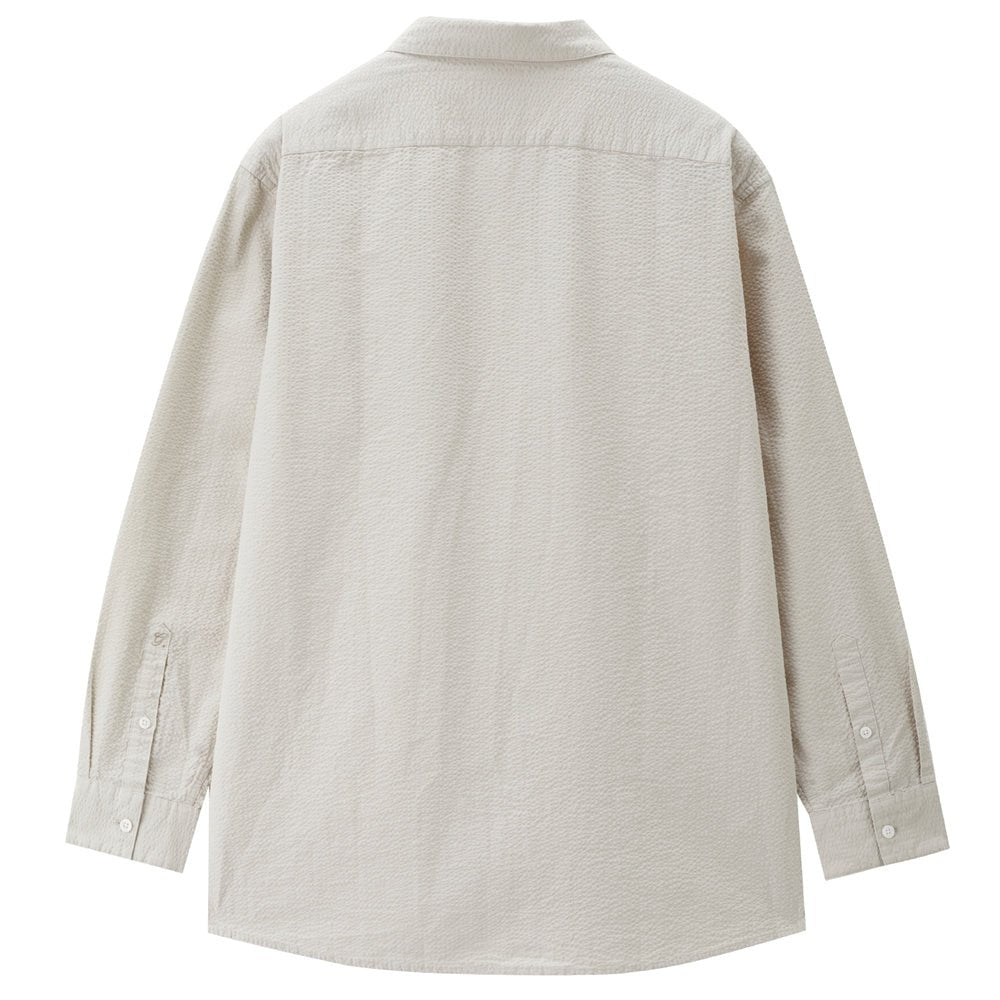 Giordano Men’s Relaxed Seersucker Long Sleeve Button Shirt - first_variant_option_2 Premium Shirt for Giordano