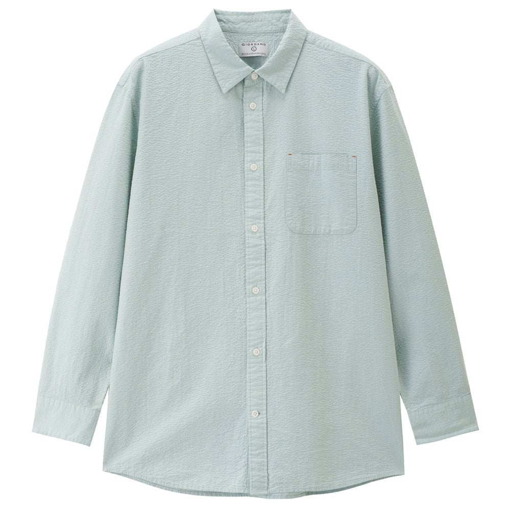 Giordano Men’s Relaxed Seersucker Long Sleeve Button Shirt - first_variant_option_2 Premium Shirt for Giordano
