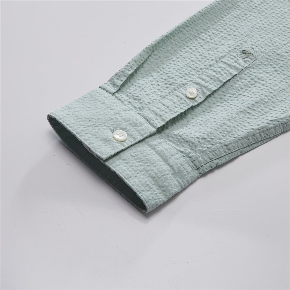 Giordano Men’s Relaxed Seersucker Long Sleeve Button Shirt - first_variant_option_2 Premium Shirt for Giordano