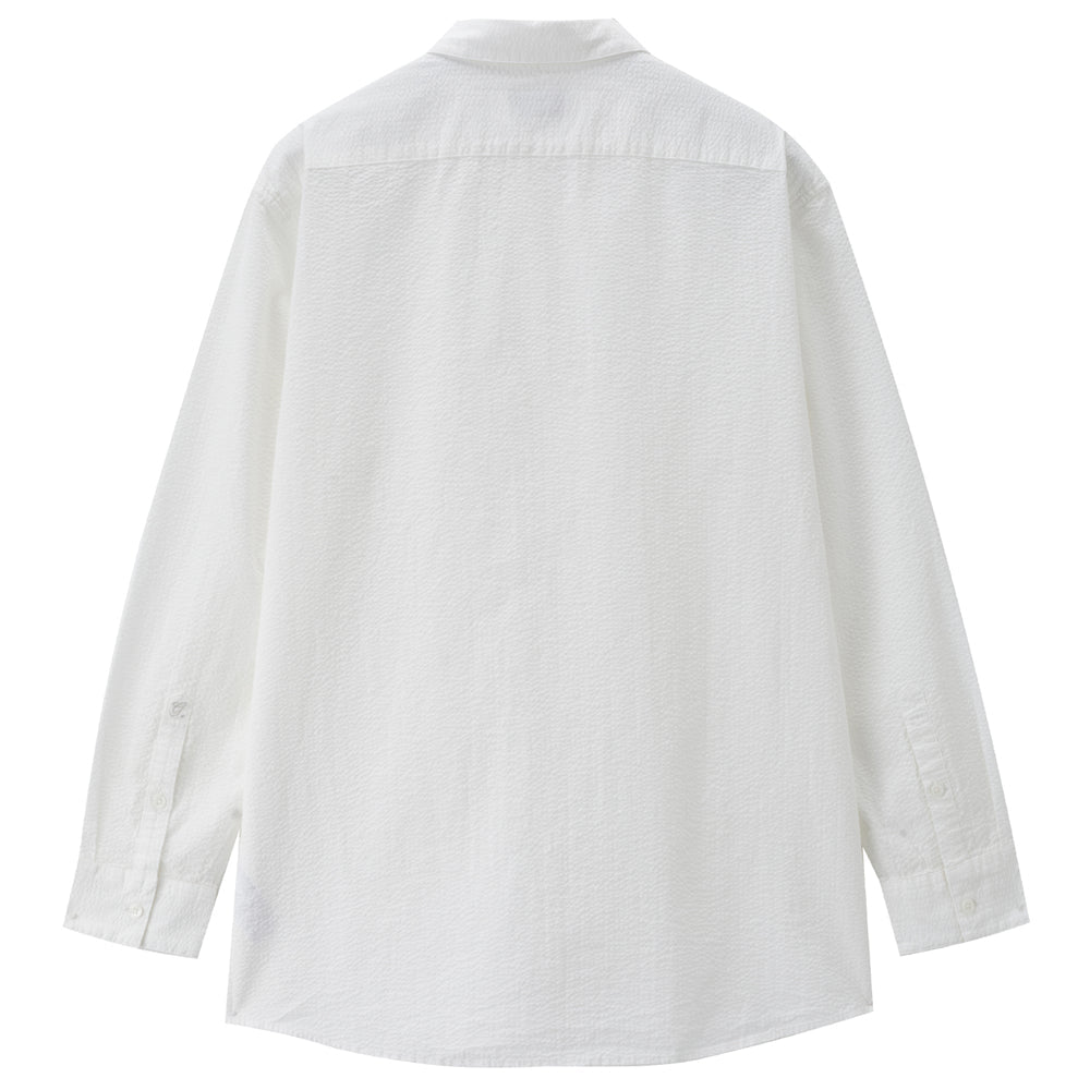 Giordano Men’s Relaxed Seersucker Long Sleeve Button Shirt - first_variant_option_2 Premium Shirt for Giordano