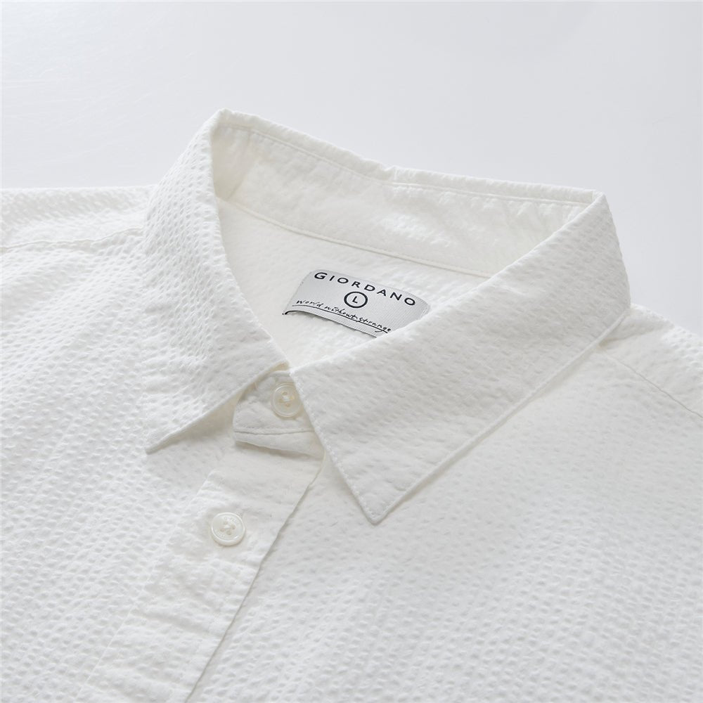 Giordano Men’s Relaxed Seersucker Long Sleeve Button Shirt - first_variant_option_2 Premium Shirt for Giordano