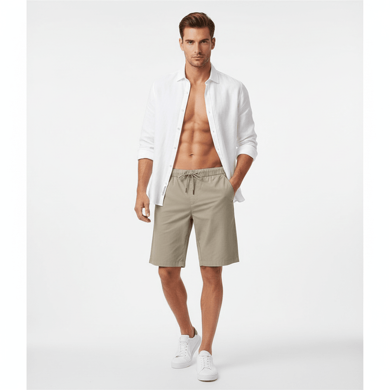 Giordano Men’s Relaxed Twill Mid - Rise Shorts with Elastic Waist - first_variant_option_2 Premium Shorts for Giordano