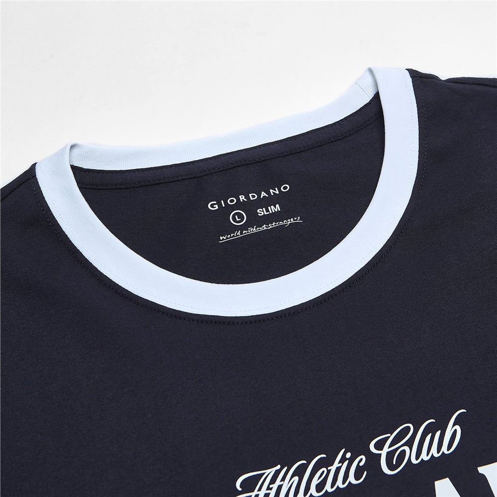 Giordano Men's Slim Cotton Athletic Club 10 Tee - first_variant_option_2 Premium Print Tee for Giordano