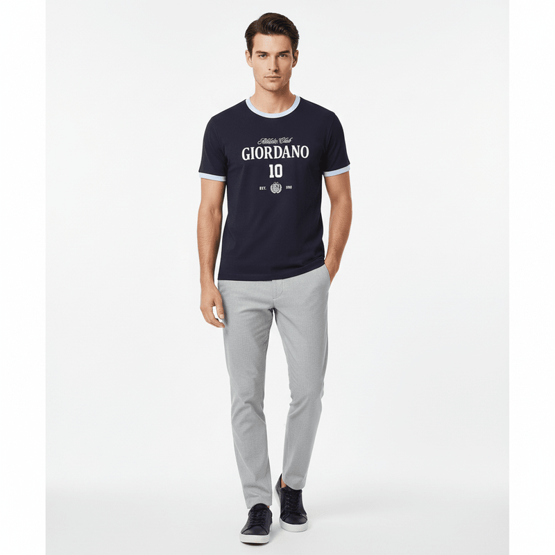 Giordano Men's Slim Cotton Athletic Club 10 Tee - first_variant_option_2 Premium Print Tee for Giordano