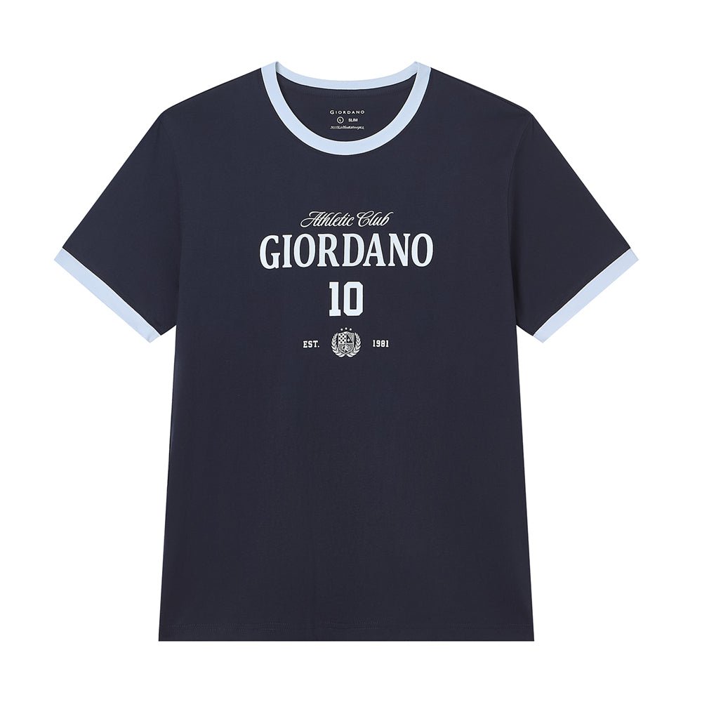 Giordano Men's Slim Cotton Athletic Club 10 Tee - first_variant_option_2 Premium Print Tee for Giordano