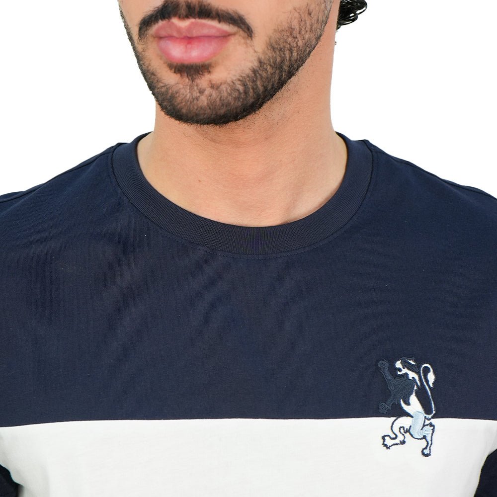 Giordano Men’s Slim Cotton Color-Block Tee with Embroidery - Premium Tee