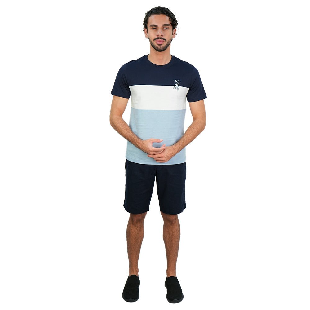 Giordano Men’s Slim Cotton Color-Block Tee with Embroidery - Premium Tee