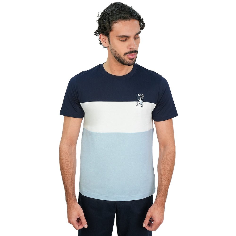 Giordano Men’s Slim Cotton Color-Block Tee with Embroidery - Premium Tee