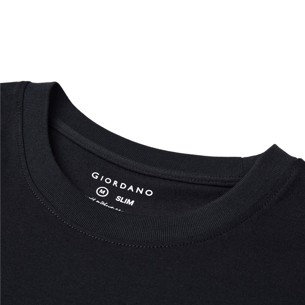 Giordano Men's Slim Cotton Color - Block Tee With Embroidery - first_variant_option_2 Premium Tee for Giordano