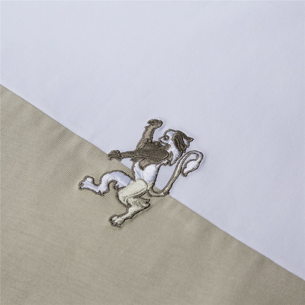 Giordano Men's Slim Cotton Color-Block Tee With Embroidery - Premium Tee