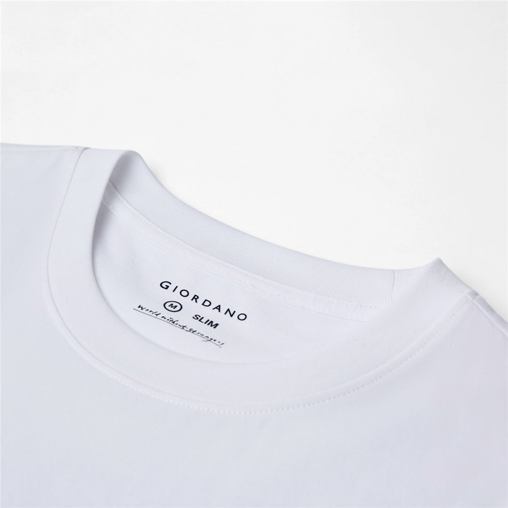 Giordano Men's Slim Cotton Color-Block Tee With Embroidery - Premium Tee