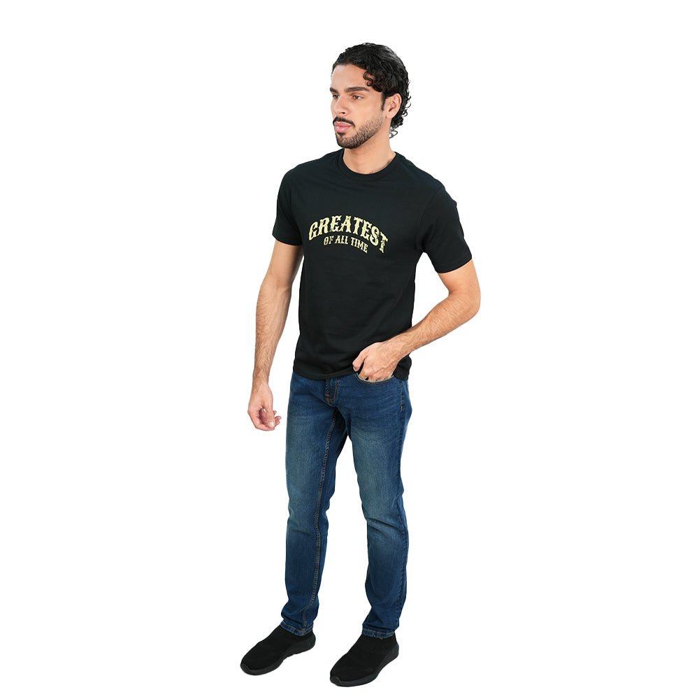 Giordano Men’s Slim Cotton Crew Neck Message Print Tee - Premium Print Tee