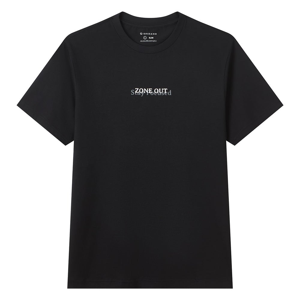 Giordano Men’s Slim Cotton Crew Neck Message Print Tee - Premium Print Tee