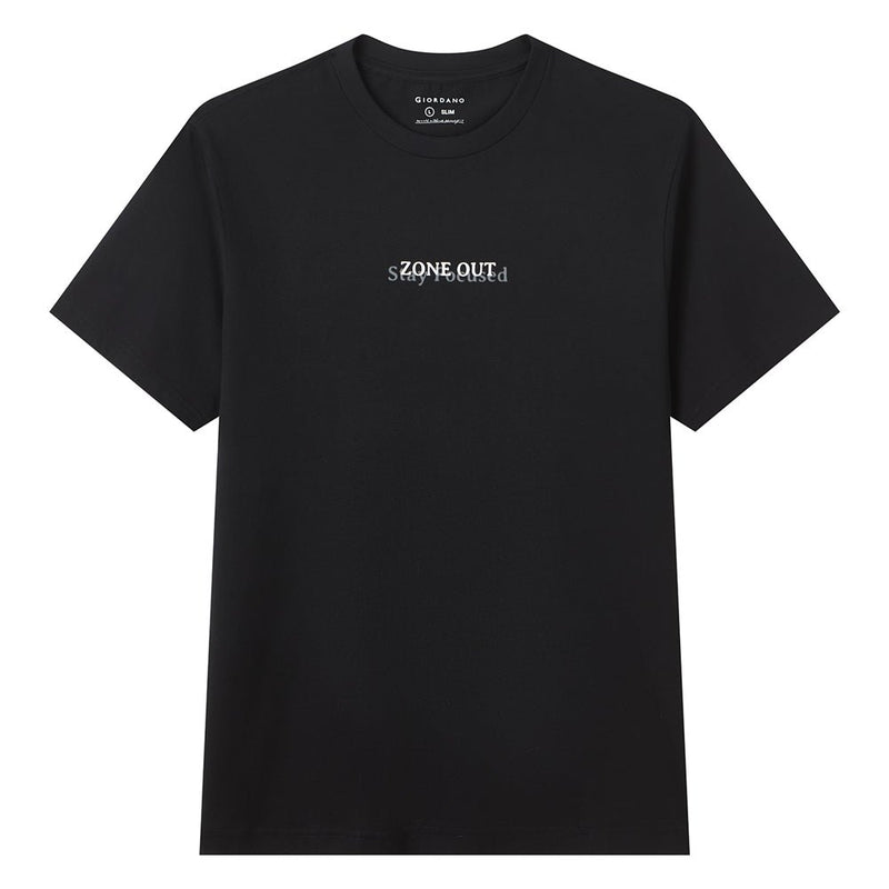 Giordano Men’s Slim Cotton Crew Neck Message Print Tee - first_variant_option_2 Premium Print Tee for Giordano