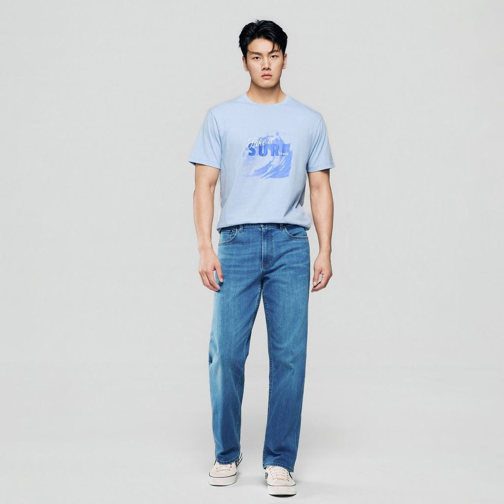 Giordano Men’s Slim Cotton Crew Neck Message Print Tee - Premium Print Tee