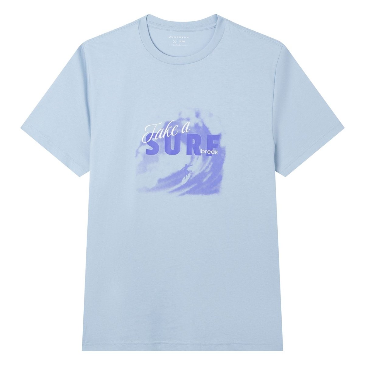 Giordano Men’s Slim Cotton Crew Neck Message Print Tee - Premium Print Tee