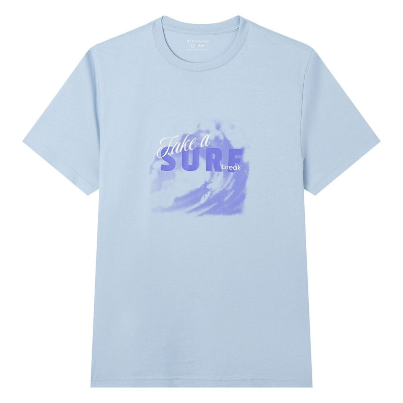 Giordano Men’s Slim Cotton Crew Neck Message Print Tee - Premium Print Tee