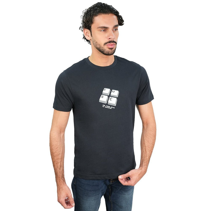 Giordano Men’s Slim Cotton Crew Neck Message Print Tee - first_variant_option_2 Premium Print Tee for Giordano