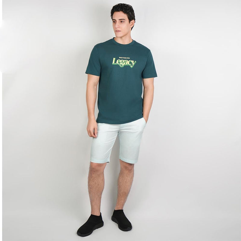 Giordano Men’s Slim Cotton Crew Neck Message Print Tee - Premium Print Tee