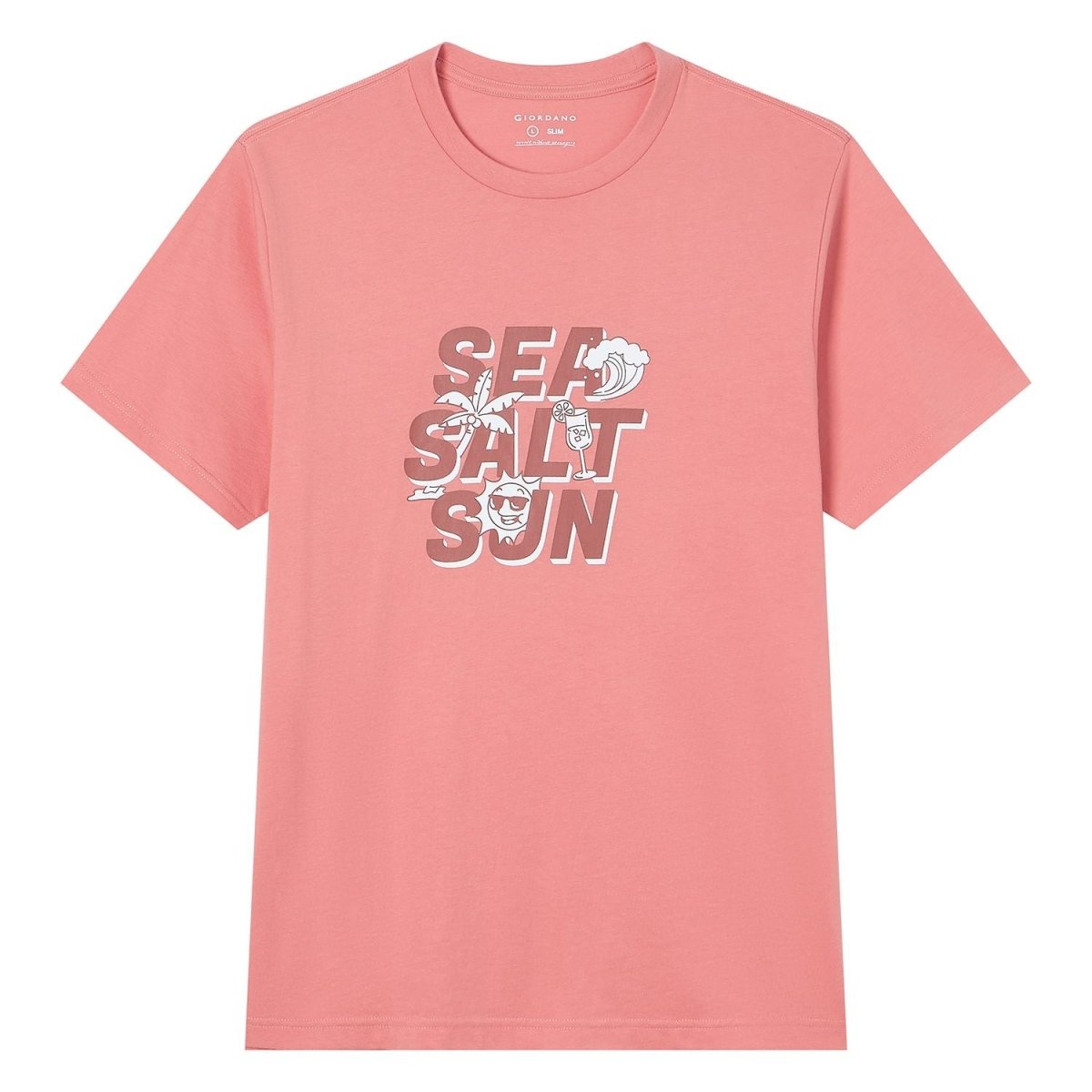 Giordano Men’s Slim Cotton Crew Neck Message Print Tee - Premium Print Tee