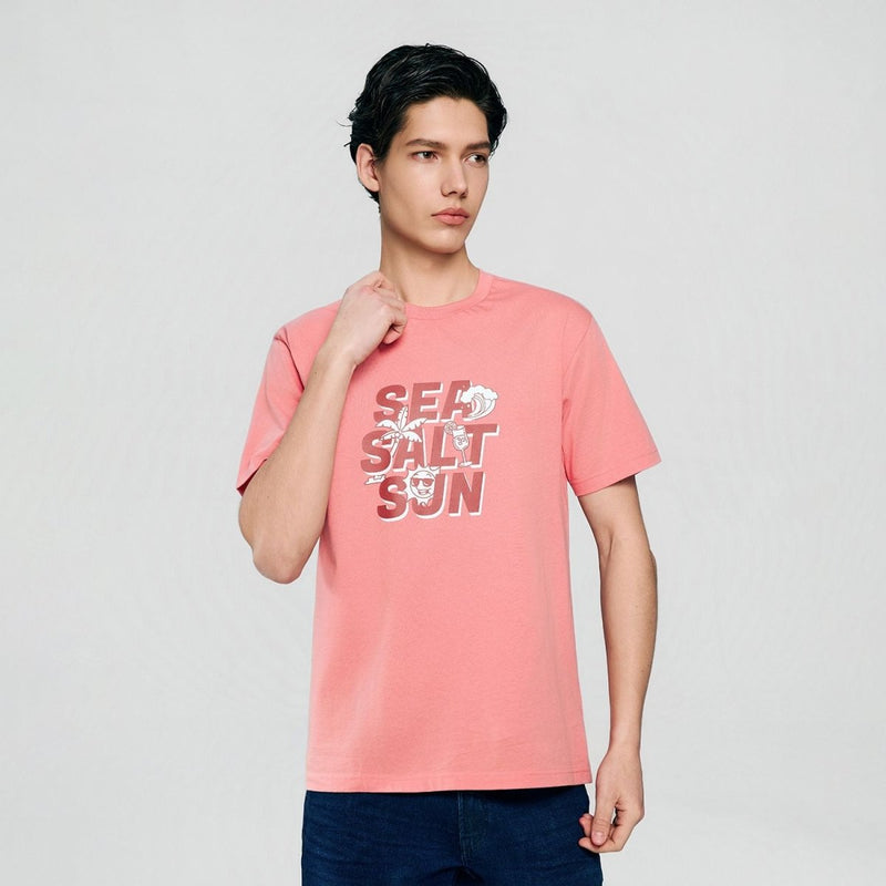 Giordano Men’s Slim Cotton Crew Neck Message Print Tee - Premium Print Tee