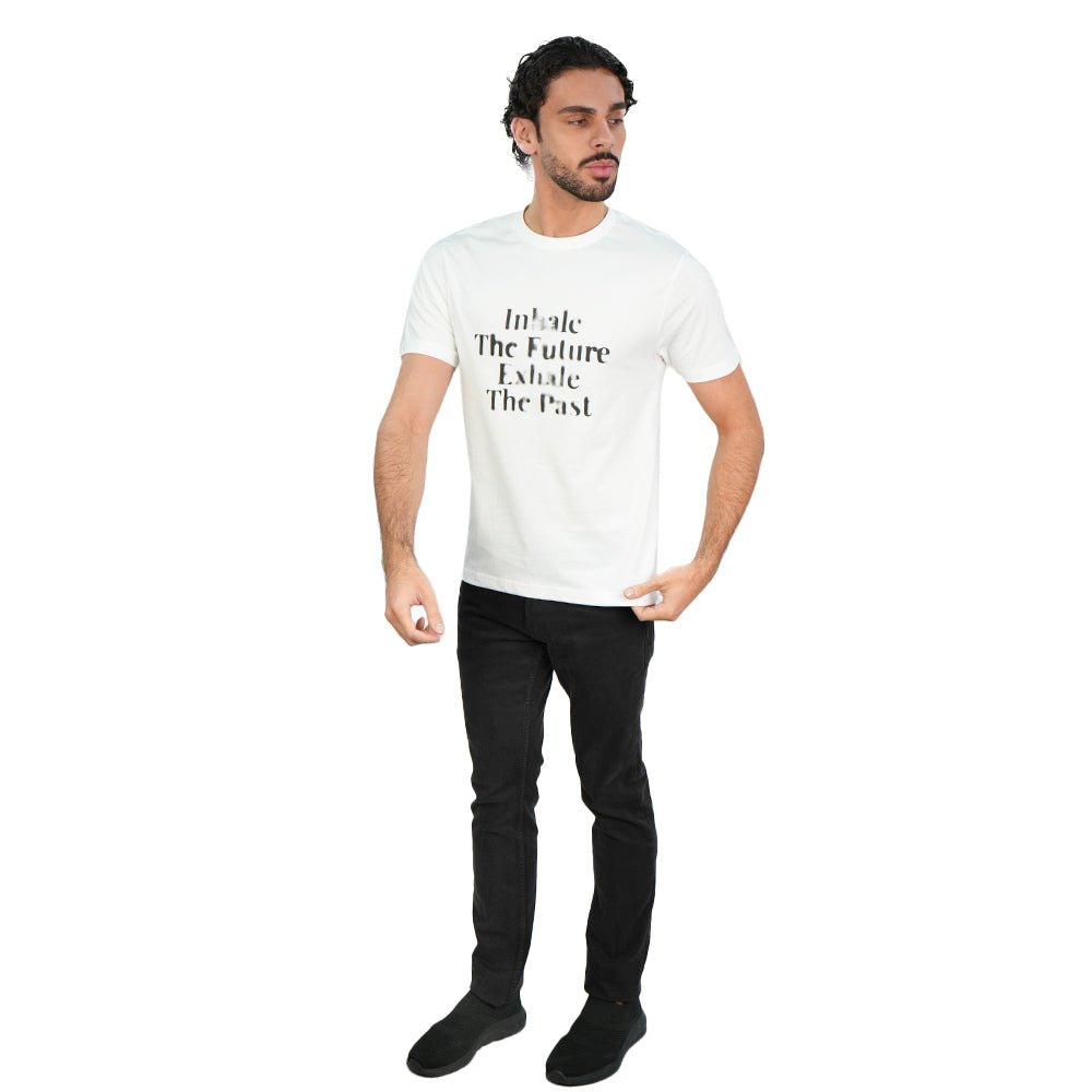 Giordano Men’s Slim Cotton Crew Neck Message Print Tee - first_variant_option_2 Premium Print Tee for Giordano