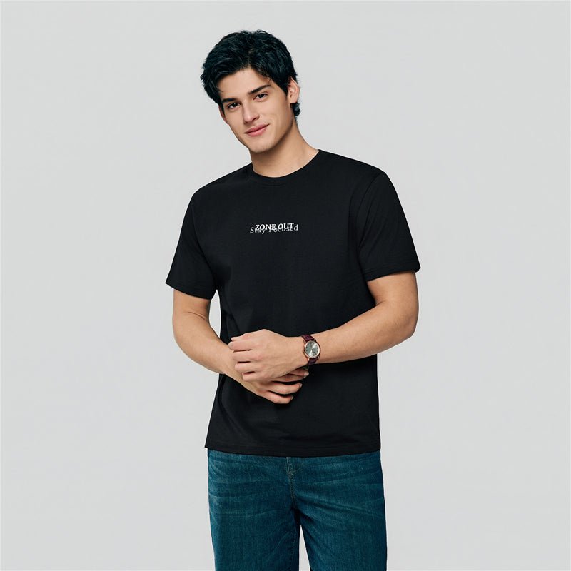 Giordano Men’S Slim Cotton Crew Neck Message Print Tee - first_variant_option_2 Premium Print Tee for Giordano