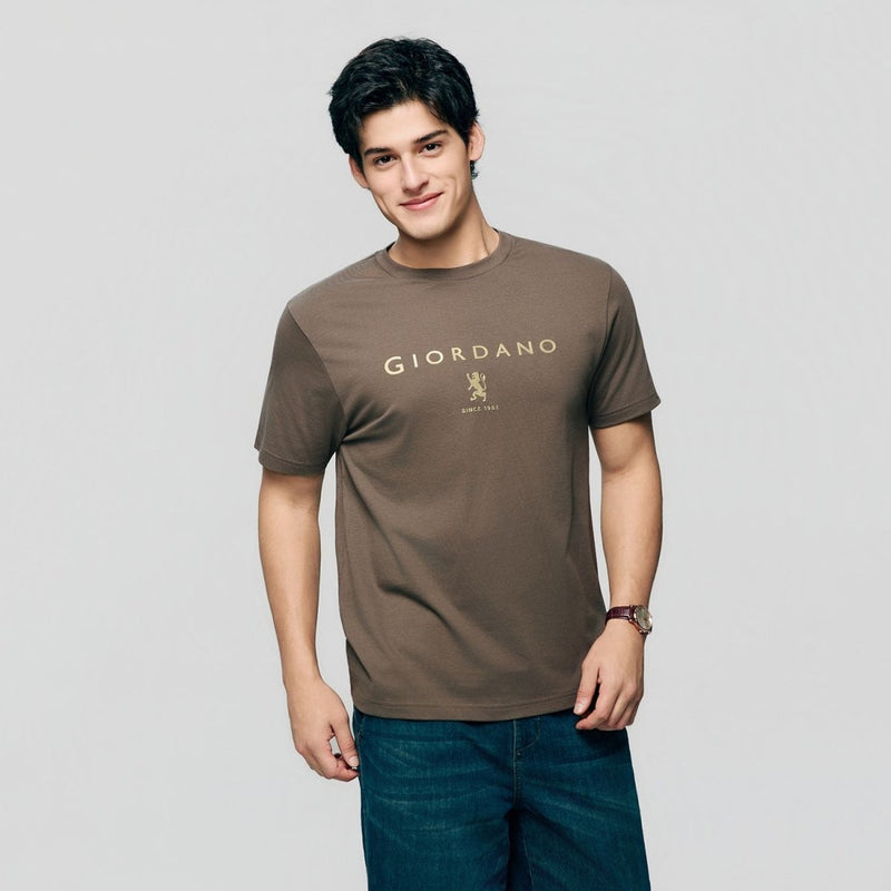 Giordano Men’s Slim Cotton Crew Neck Signature Print Tee - first_variant_option_2 Premium Print Tee for Giordano