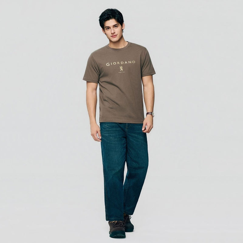 Giordano Men’s Slim Cotton Crew Neck Signature Print Tee - first_variant_option_2 Premium Print Tee for Giordano