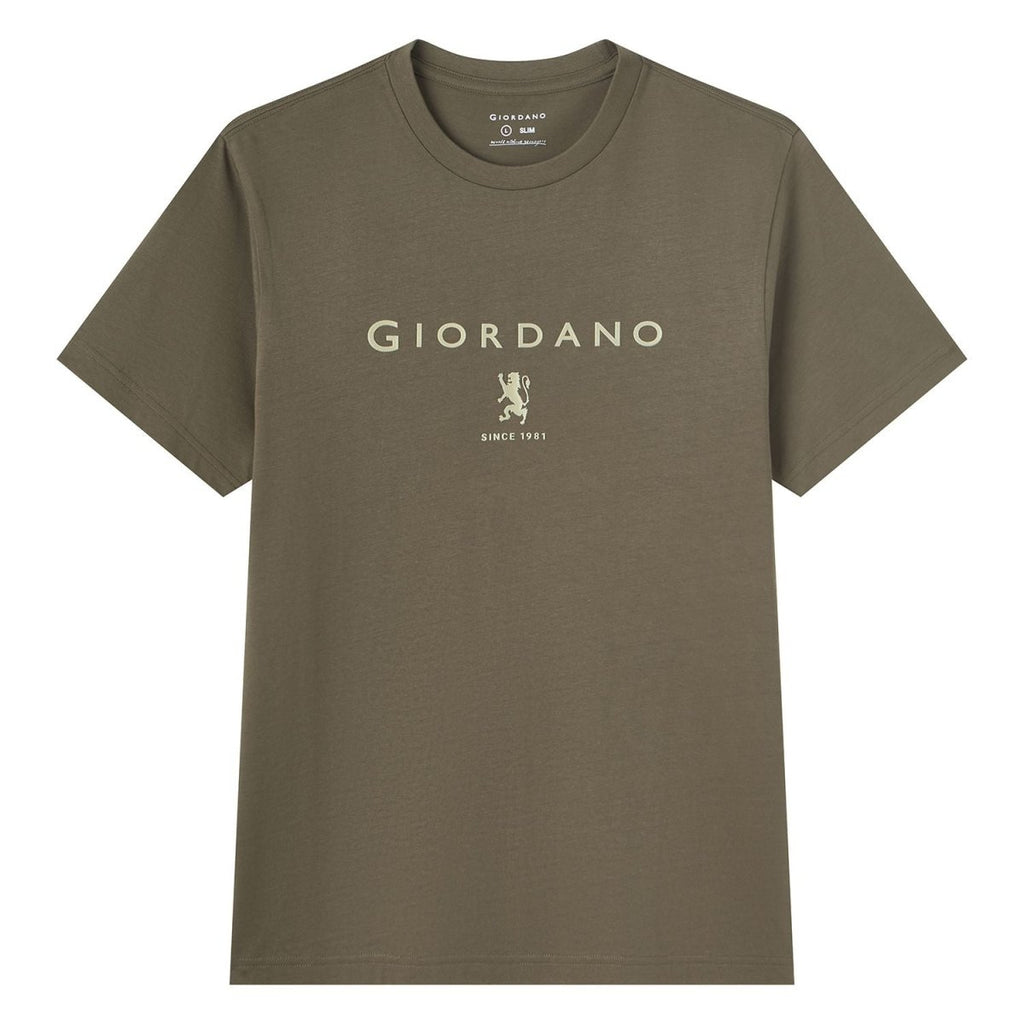 Giordano Men’s Slim Cotton Crew Neck Signature Print Tee - first_variant_option_2 Premium Print Tee for Giordano