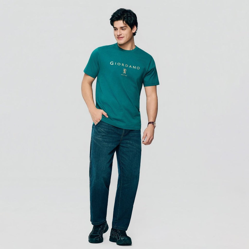 Giordano Men’s Slim Cotton Crew Neck Signature Print Tee - first_variant_option_2 Premium Print Tee for Giordano