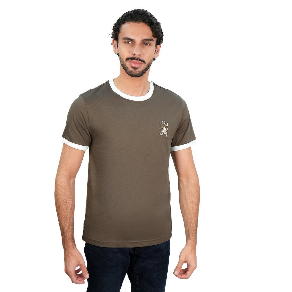 Giordano Men’s Slim Cotton Crew Neck Tee with Embroidery - Premium Tee