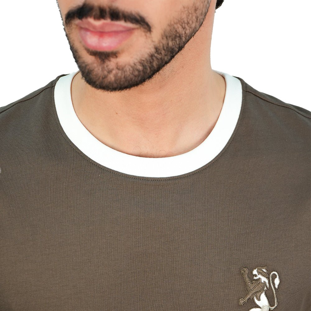 Giordano Men’s Slim Cotton Crew Neck Tee with Embroidery - Premium Tee