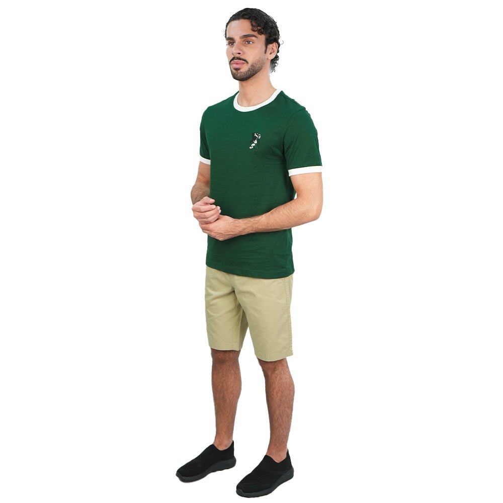Giordano Men’s Slim Cotton Crew Neck Tee with Embroidery - Premium Tee