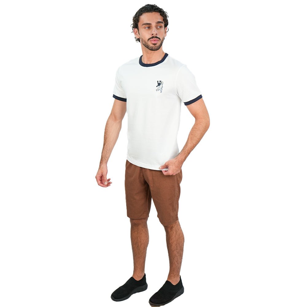 Giordano Men’s Slim Cotton Crew Neck Tee with Embroidery - Premium Tee
