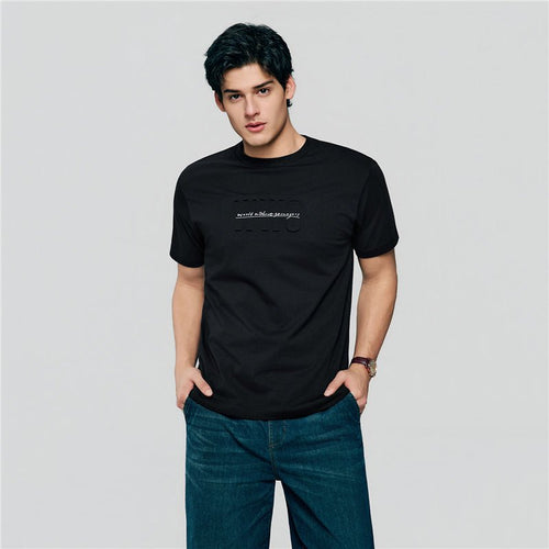 Giordano Men’S Slim Cotton Crew Neck Tee With Wws Print - first_variant_option_2 Premium Print Tee for Giordano